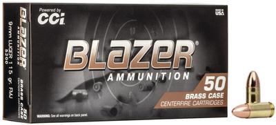 9MM 115GR FMJ BLAZER BRASS 50rds