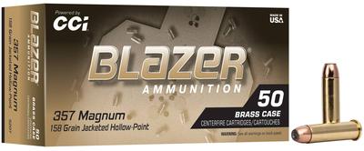 357 MAG 158GR Jacketed Hollow Point Blazer Brass 50RD