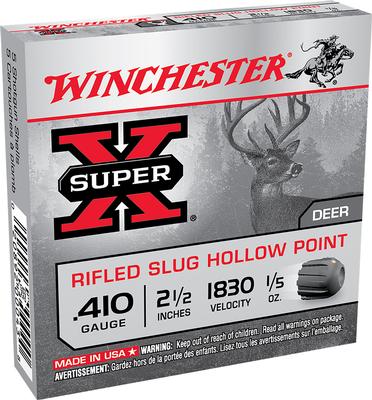 Super X 410 Gauge 2.50` 1/5 oz 1830 fps Rifled Slug Shot 5 Bx