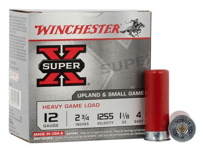 12Ga 2.75` 1 1/8 oz 1255 fps 4 Shot Super X Heavy Game Load 25 Bx