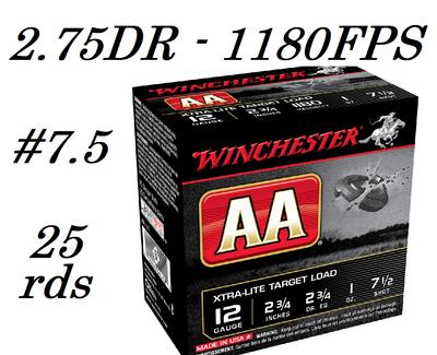  12ga 2- 3/4dr 1oz 7.5 Shot 2.75 ` Winchester Aa 25rds