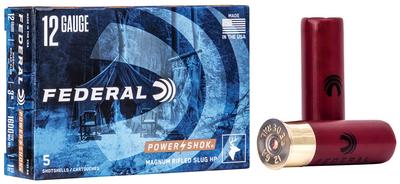 12GA 3` 1 1/4 OZ RIFLED SLUG SHOT POWER-SHOK SHOTSHELL 5 PER BOX