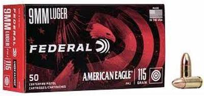 9MM 115GR FMJ AMERICAN EAGLE 50rds