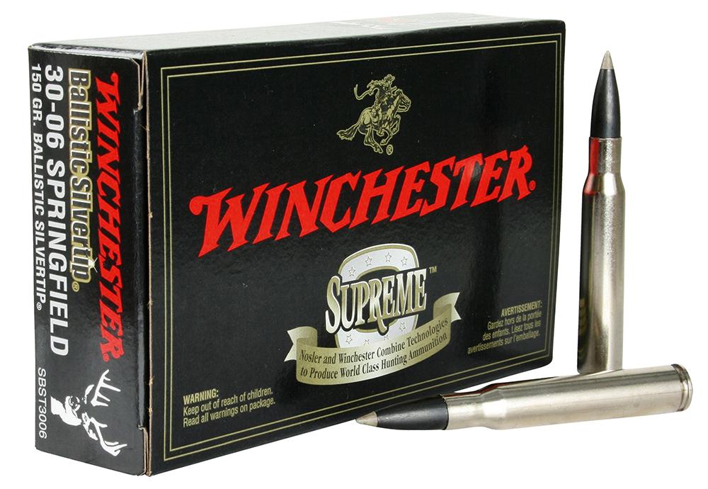 Winchester Ammo SBST3006 Supreme 3006 Springfield 150 GR Ballistic Silvertip 20 Bx/ 10 Cs