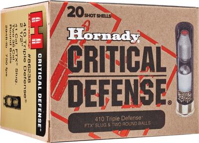 410 GAUGE 2.50` 750 FPS 2 ROUND BALLS/1 FTX SLUG CRITICAL DEFENSE 20 BX