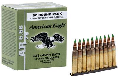 5.56 X 45MM 62 GR FMJ CLIPPED 90 RDS AE