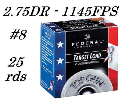 12GA 2-3/4DR 1-1/8OZ 8 Shot 2.75` Top Gun 25rds