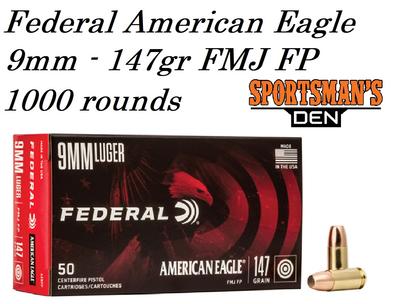 9MM 147GR FMJ FP AE AMERICAN EAGLE 1000rds