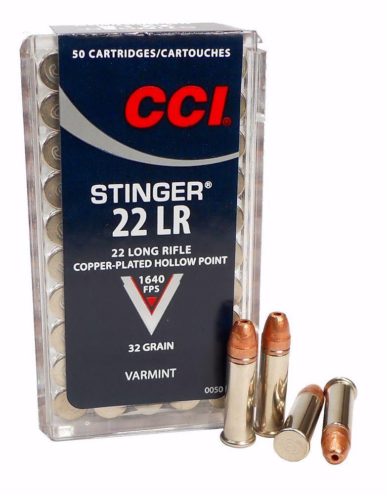 CCI 22 LR Stinger Ammunition Hyper Velocity 0050 32 Grain Copper Plated