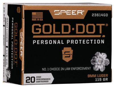 9MM GOLD DOT 115GR HOLLOW POINT 20rds