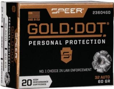  32 Auto 60gr Gold Dot 20rds