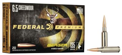 Premium 6.5 Creedmoor 135 gr Berger Hybrid Hunter 20 Per Box/10 Cs