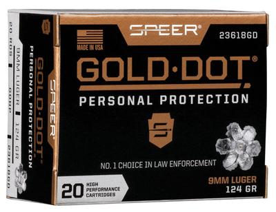  9mm 124gr Hollow Point Gold Dot 20rds