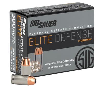 380 AUTO 90GR JHP ELITE DEFENSE V-CROWN 20RD