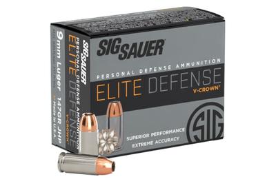 9MM LUGER 147GR JHP ELITE DEFENSE V-CROWN 20RD
