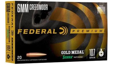 6MM CREEDMOOR 107GR GOLD MEDAL SIERRA MATCHKING 20RD