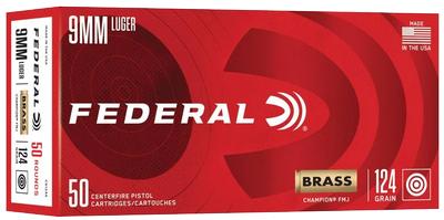 9MM LUGER 124GR CHAMPION FMJ 50RD