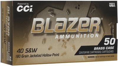 40SW 180GR Jacketed Hollow Point Blazer Brass 50RD