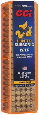 22LR 40GR LEAD FLAT NOSE HUNTER SUBSONIC 100RD