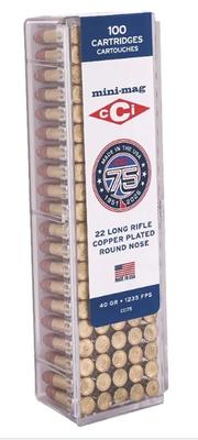 22LR 40GR Copper Plated Round Nose Mini-Mag 100RD