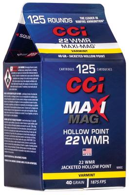 22WMR 40GR Jacketed Hollow Point Maxi-Mag 125RD