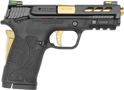 MP PC Shield EZ 380 ACP 3.80in 8+1 Gold/Black Pistol - Grip & Manual Safety